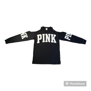 Pink Ladies Long Sleeved T-shirt, Cold Shoulder Top, Black & White Sz. M-L